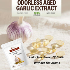EILTEAU aged garlic extract bottle label notes high potency antioxidants.