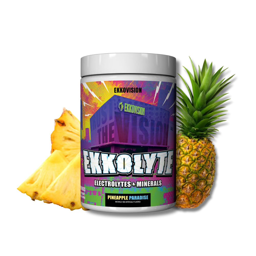 Ekkovision Ekkolyte Pineapple Paradise powder in jar for refreshing hydration