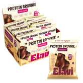 ELAVI Protein Brownie packaging shows Chocolate Fudge flavor, ideal grab-and-go snack