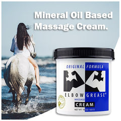 Elbow Grease Original Massage Cream deep moisturizing formula keeps skin soft after workouts.