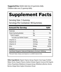 The Elderberry Co. Gummies close-up highlighting natural ingredients and pleasant taste.