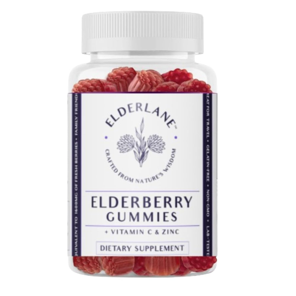 Elderlane Elderberry Gummies bottle for daily immune support.