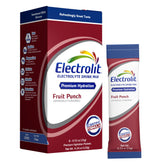 Electrolit Fruit Punch packets in a compact 8-pack for quick on-the-go hydration.