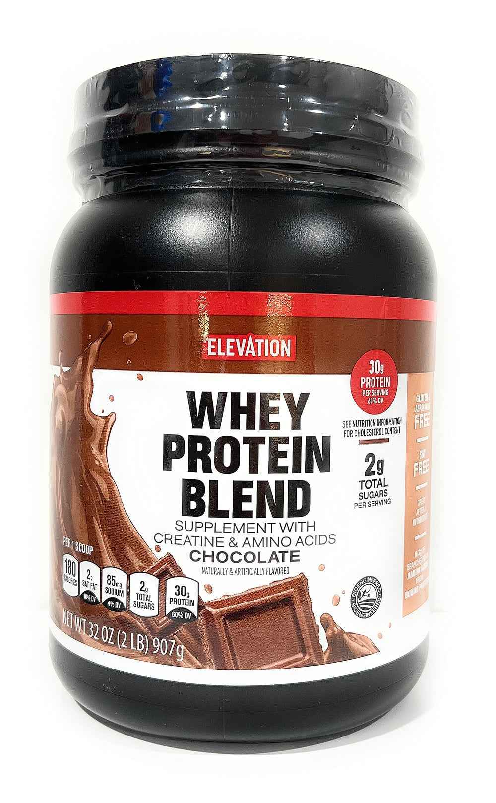 Elevation by Millville chocolate protein powder tub with rich flavor for daily protein