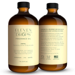 ELEVEN DROPS Santal Aroma bottle pour showing easy handling and potency