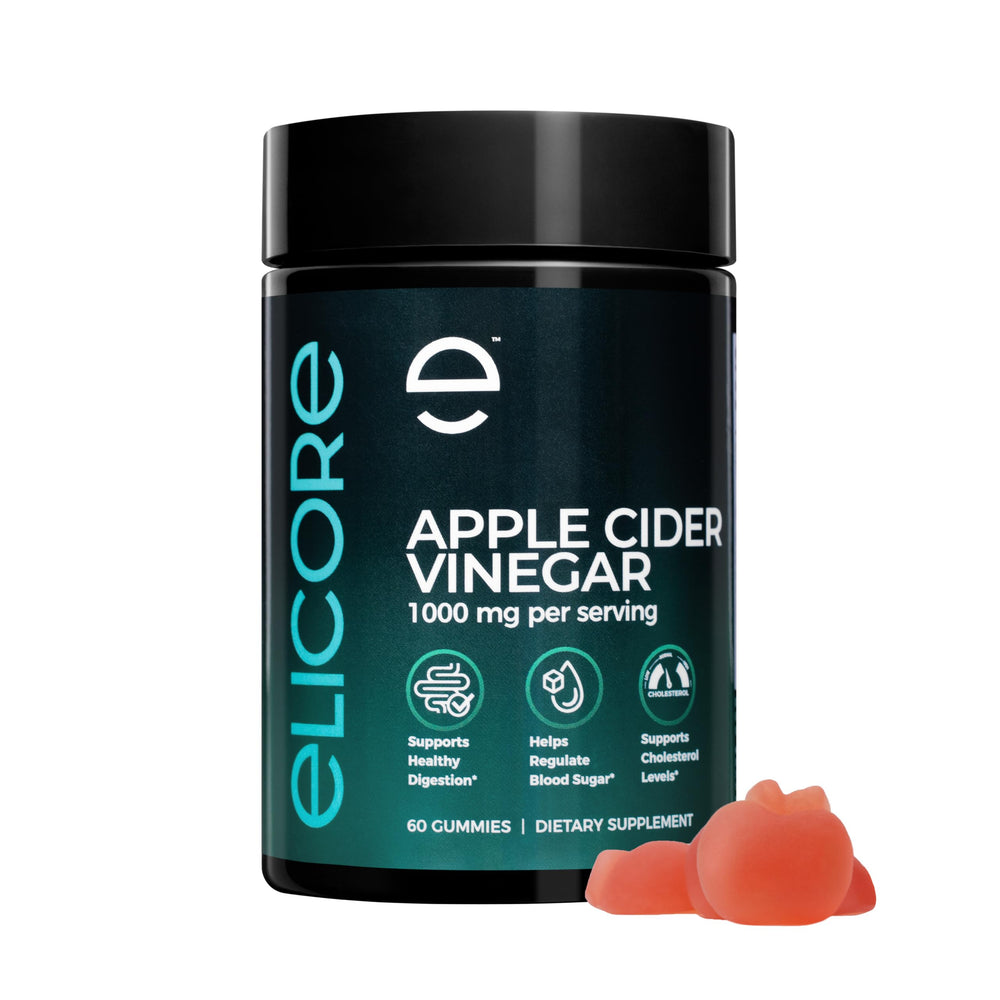 ELICORE Apple Cider Vinegar Gummies bottle for digestion support and energy