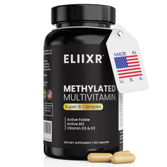 Eliixr Methylated Multivitamin bottle with 60 vegan capsules for daily wellness