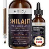 Elikadur Shilajit Drops bottle with Himalayan formula for daily energy support.