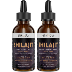 Elikadur Shilajit Drops bottle showing Himalayan origin and purity.