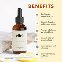 Eliré lemon balm drops label shows organic, kosher, and non-GMO certifications