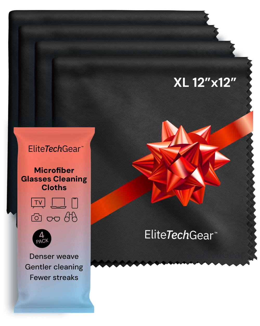 Elite Tech Gear oversized microfiber cloth 12x12 for clear glasses