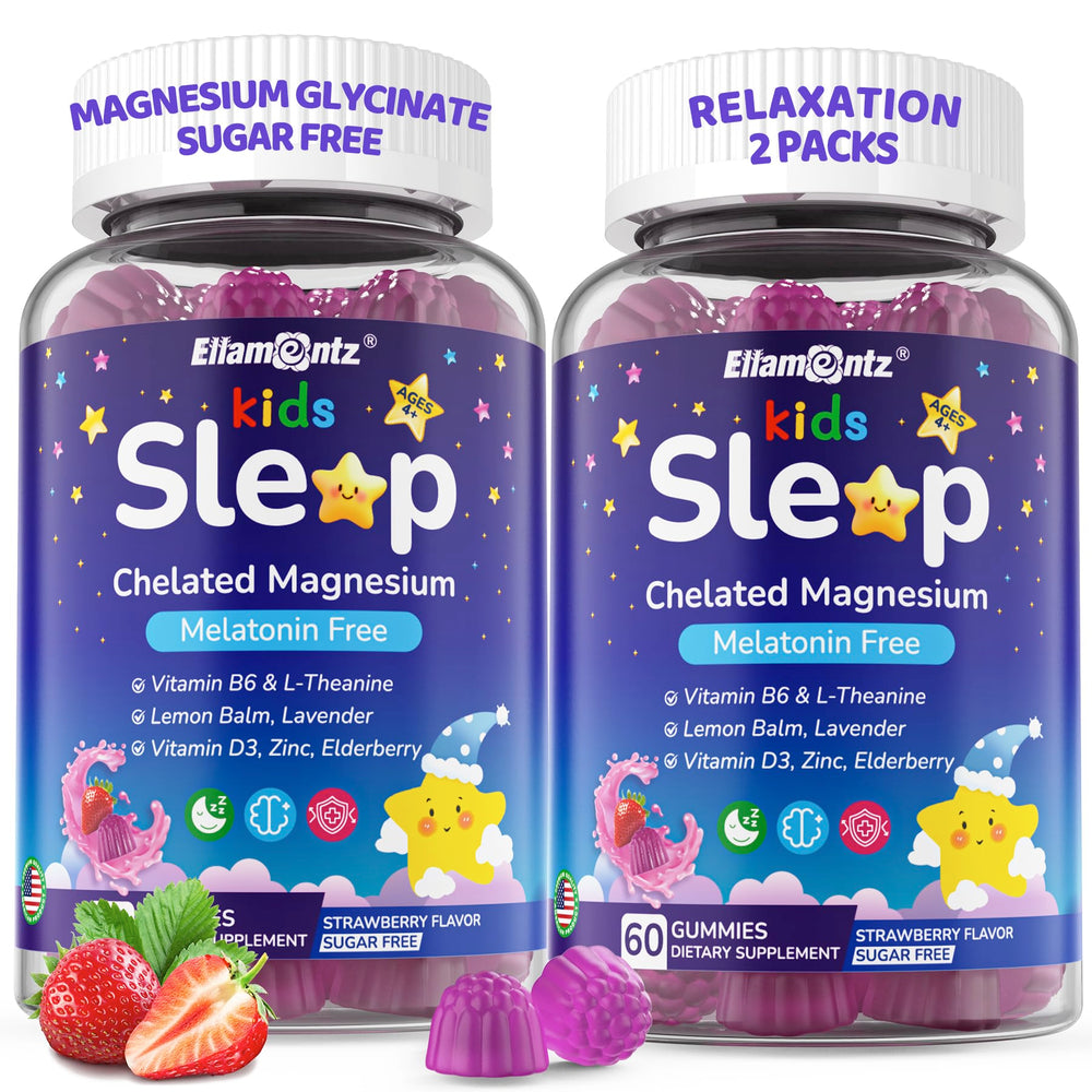 ELLAMENTZ Kids Sleep Gummies bottle front showing package and calm bedtime formula