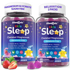ELLAMENTZ Kids Sleep Gummies bottle front showing package and calm bedtime formula