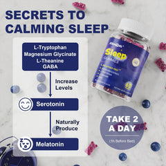 ELLAMENTZ melatonin-free sleep gummies blueberry flavor image for a refreshing night