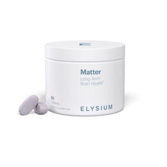 ELY-SIUM Matter bottle front view highlighting omega-3 brain support for memory and focus.
