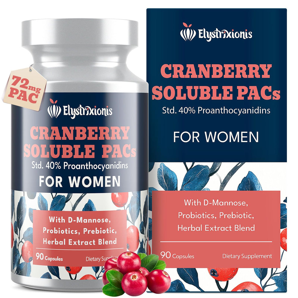 Elystrixionis 72mg PAC capsules beside the bottle, suggesting urinary tract support.