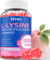 Elysx L-Lysine Gummies peach bottle for convenient daily immune support.