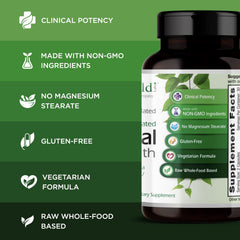 Glass bottle of Emerald Labs Adrenal Health ready for everyday energy assistance.