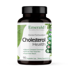 Emerald Labs Cholesterol Health bottle front with heart-friendly ingredients.