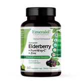 Emerald Labs Elderberry Plus bottle shows immune support and antioxidant benefits.