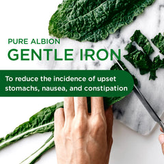 Gentle Iron 25mg capsules close-up emphasizing vegan formula
