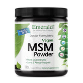 Emerald Labs MSM powder bottle showing 4000 mg per serving for joint support.