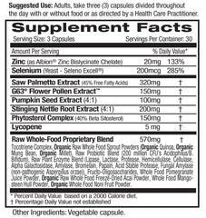Emerald Labs Prostate Health capsules pour showing convenient daily vegan format.