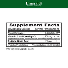 PureWay-C capsules shown with 500 mg per two capsules for immune support.