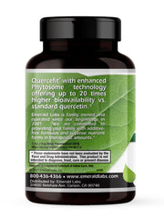 Emerald Labs Quercetin Phytosome label showing vegan and gluten-free formula