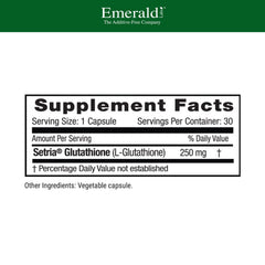 Setria L-Glutathione capsules close-up highlighting vegan capsules for gluten-free daily wellness