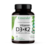 Emerald Labs Vitamin D3+K2 bottle front highlighting potency for bone support