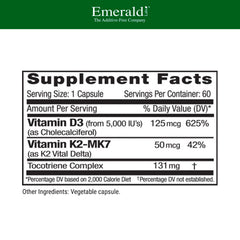 Emerald Labs capsules showing vegetarian, gluten-free formula for health
