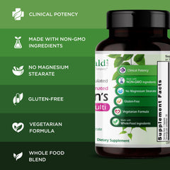 Emerald Labs Women's 1-Daily Multi bottle back label with gluten-free claim and vitamins
