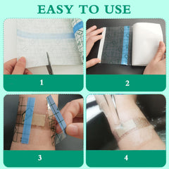 EmoAunty grid-backed paper helps cut bandage to the desired size.