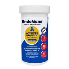 Endomune advanced multi-strain probiotic bottle for daily gut balance.