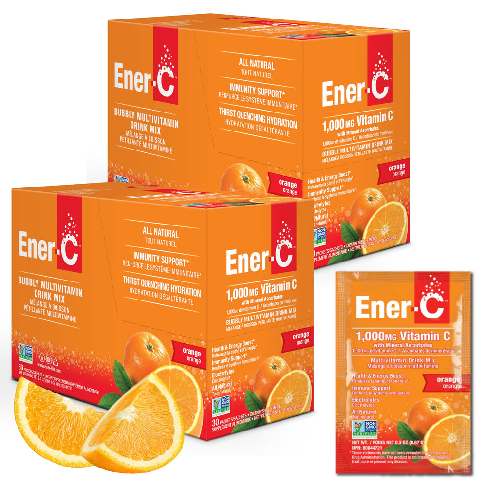 Ener-C orange packets ready to mix for a vitamin C boost on the go.