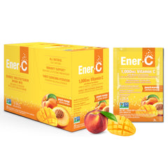 Ener-C Peach Mango drink mix pack ready for on-the-go hydration and vitamin C