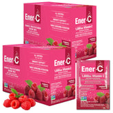 Ener-C raspberry drink mix packet with vibrant powder for daily energy support.
