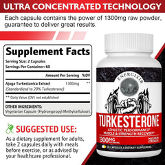 Energixir capsules close-up showing 1300 mg per serving for endurance support.