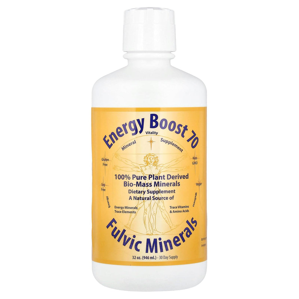 Energy Boost 70 bottle pour demonstrates easy daily dosage for ongoing vitality.