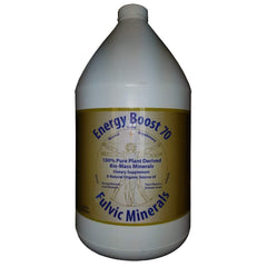 Energy Boost 70 fulvic minerals bottle close-up for daily vitality and mineral support.