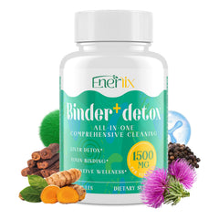 Enerlix 15-in-1 Detox Binder bottle with label, convenient daily detox support.