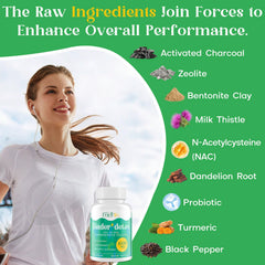 Enerlix detox binder charcoal and zeolite blend for cleansing support.
