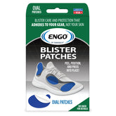 ENGO Blister Patches Oval Starter Pack showing immediate friction relief inside shoes