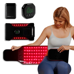 Eniosvar Red Light Therapy Belt beads close-up with dual 660nm and 850nm LEDs for surface and deep reach.