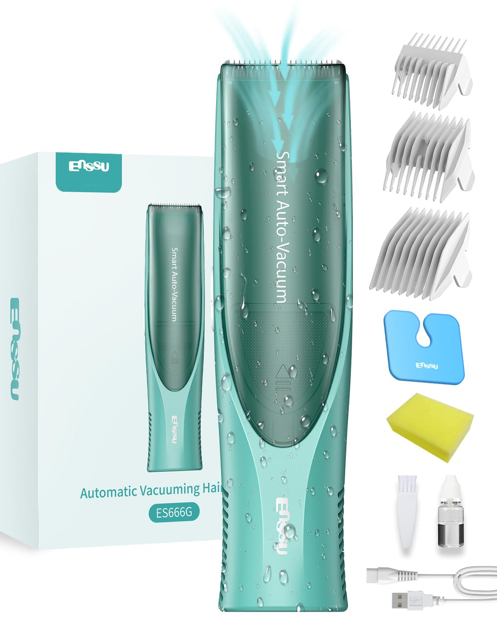 ENSSU baby hair clipper with vacuum collection for mess-free grooming