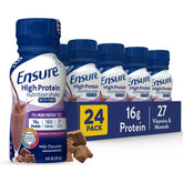 Ensure High Protein Milk Chocolate bottle pour, a convenient ready-to-drink protein option.