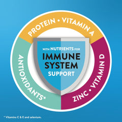 Front label of Ensure Vanilla shows 24 vitamins and minerals.
