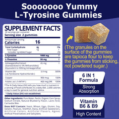 EnvyDeal L Tyrosine Gummies close-up label highlighting ingredients