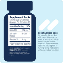 Enzyme Science Betaine HCl with Pepsin label closeup highlights vegan enzyme pairing.